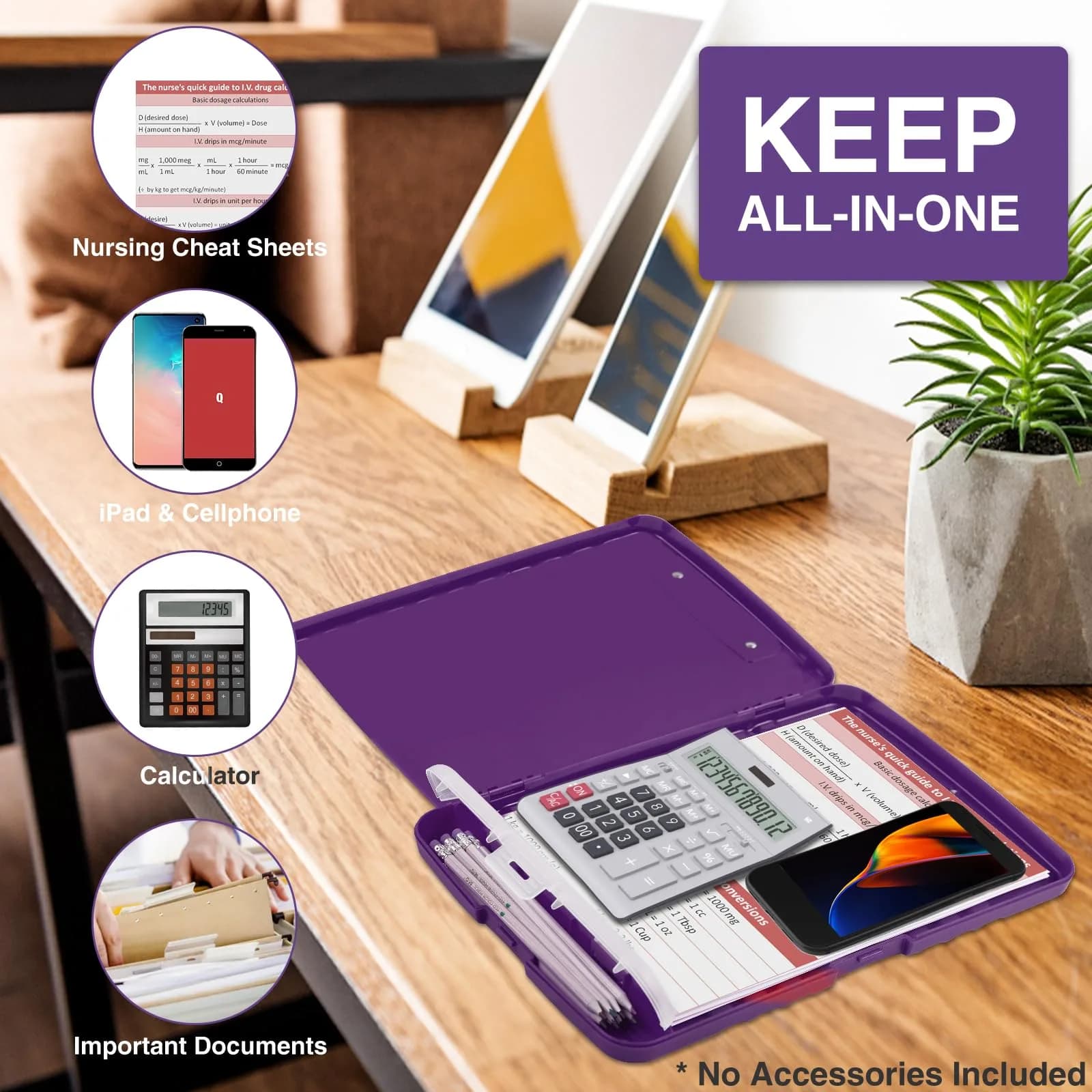 Sooez Storage Clipboard with Pen Holder, Dark Purple, 8.5x11 Inch | High Capacity for Students & Professionals - view 5
