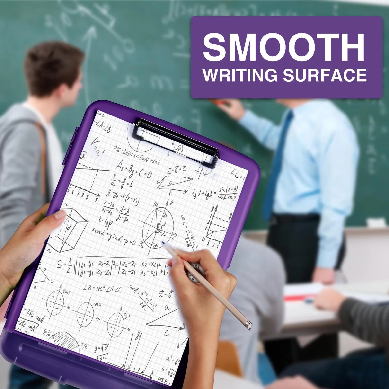 Sooez Storage Clipboard with Pen Holder, Dark Purple, 8.5x11 Inch | High Capacity for Students & Professionals - view 6