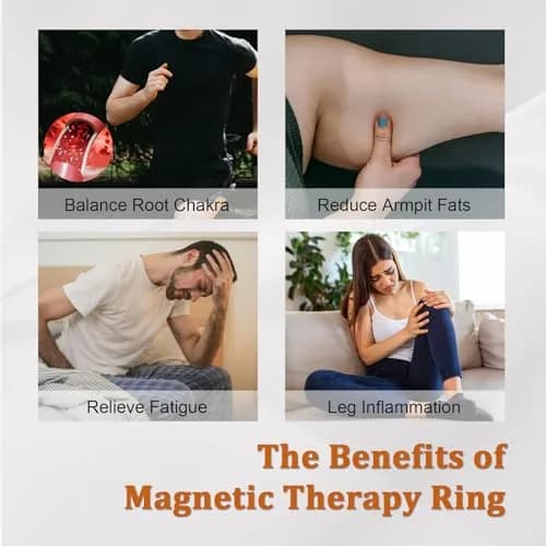 Fashtour Magnetic Hematite Rings, 3 Pack Black Rings for Men & Women 6mm Wide | Root Chakra Healing & Stress Relief thumbnail 3