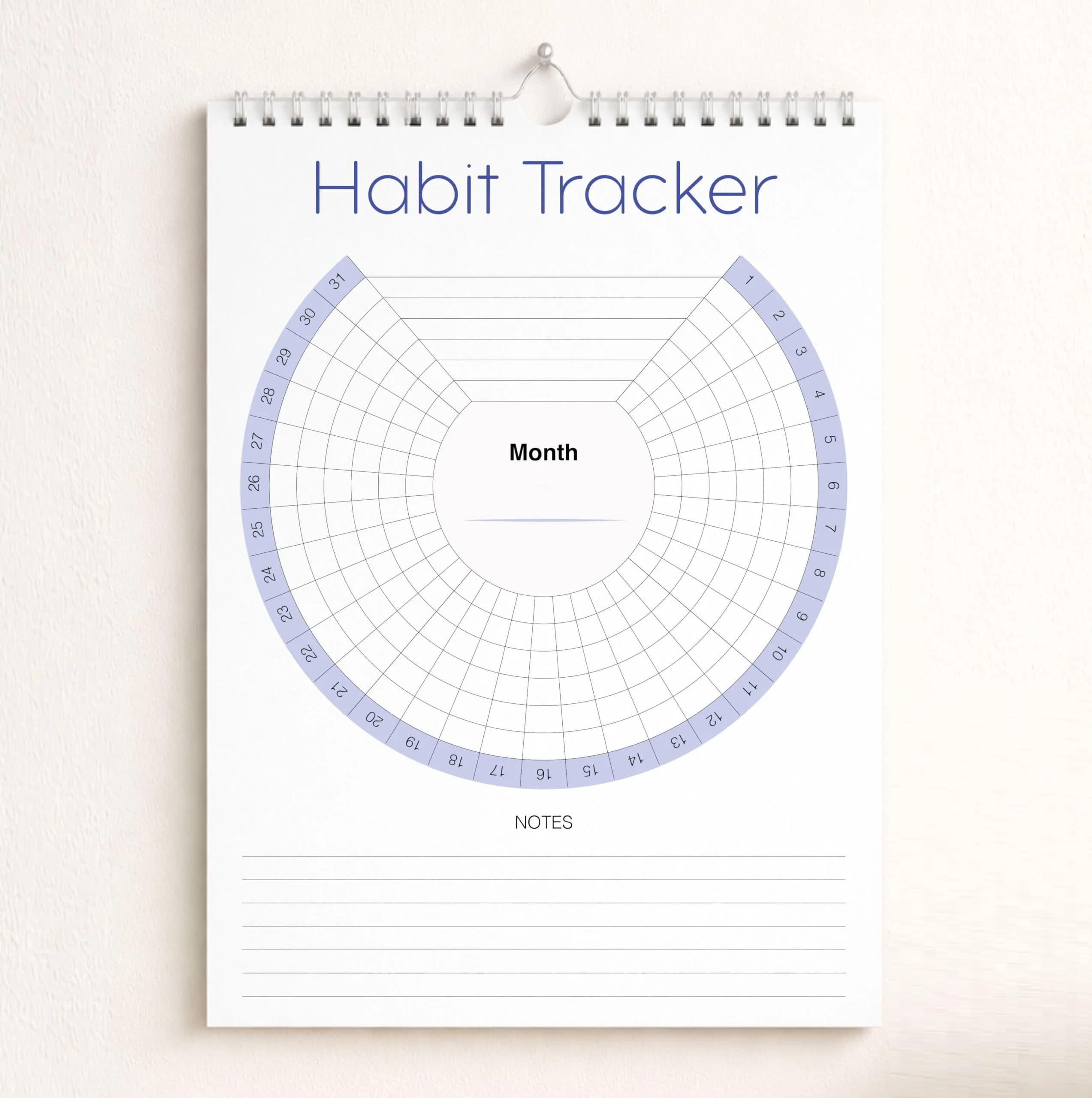 Clever Signs Habit Tracker Calendar (Undated 12 Month) with Silver Spiral Bound | Goal & Productivity Planner for Indian Users — White