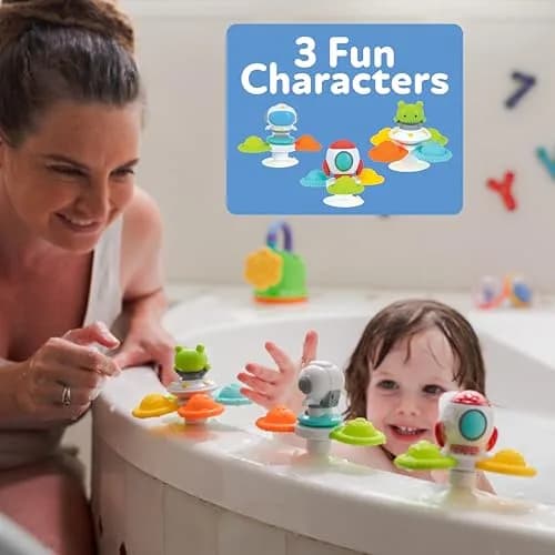 Nuby Suction Spinner Toys with Spinning Poppers – 3 Pack Baby Fidget Toys for High Chair & Bath, Space Theme, 12m+ | Bright Colors & Safe Materials thumbnail 6