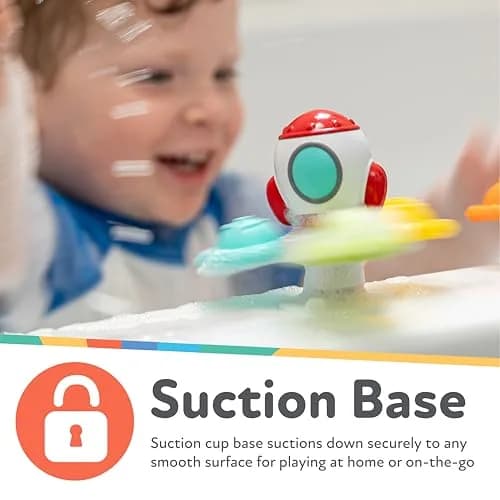 Nuby Suction Spinner Toys with Spinning Poppers – 3 Pack Baby Fidget Toys for High Chair & Bath, Space Theme, 12m+ | Bright Colors & Safe Materials thumbnail 4