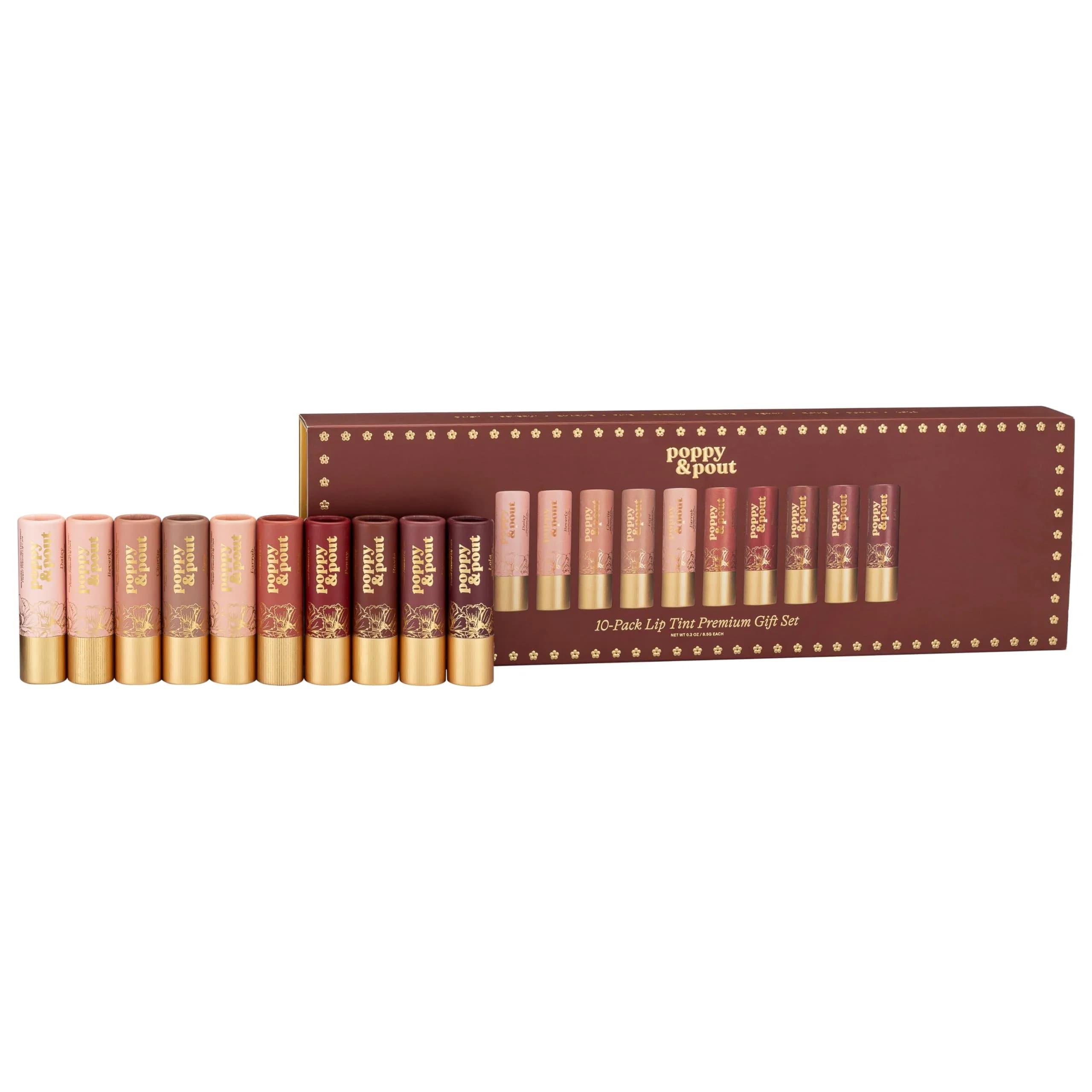 Poppy & Pout Coconut Lip Color | Natural Lip Tints with Beeswax & Vitamin E (85ml) — Premium Gift Set