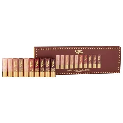 Poppy & Pout All Natural Lip Tints, 10pk | Sustainable Cardboard Tubes, Beeswax, Vitamin E, Coconut Oil (0.3oz each) thumbnail 1