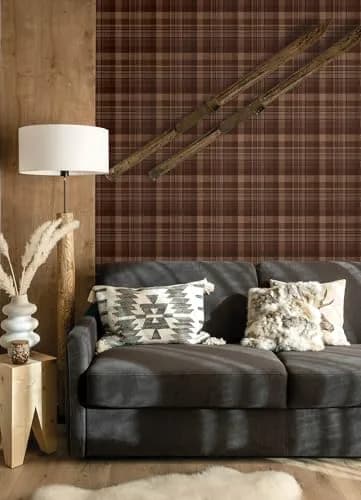 Yellowstone Dutton Plaid Rust Wallpaper 20.5" x 33ft | Durable Prepasted Non-Woven Design thumbnail 4