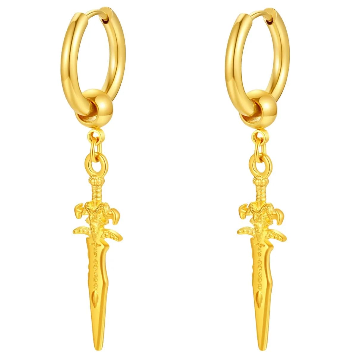 Hebelee Small Hoop Earrings for Women Men | Stainless Steel Drop & Dangle Jewelry (52mm) — Gold-Toned