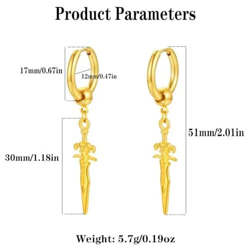 Hebelee Small Hoop Earrings for Women Men | Stainless Steel Drop & Dangle Jewelry (52mm) thumbnail 5