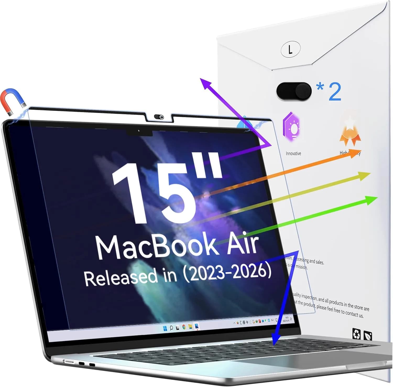 Peslv Magnetic Anti Blue Light Screen Protector for MacBook Air 15 Inch | 15-inch (2023-2026, M2-M5) — MacBook Air 15 Inch(2023-2026)
