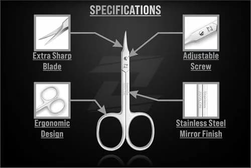 ZIZZLON Professional Cuticle Scissors Extra Fine Curved Pointed Tip 1.5cm (0.59in) | Surgical Grade Stainless Steel thumbnail 5