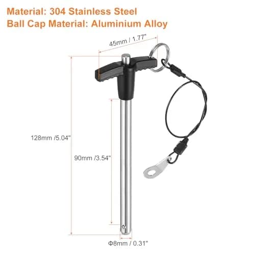 uxcell T Handle Lock Pins 8mm x 90mm Stainless Steel | Quick-Release Fastener for Industrial & Scientific Use thumbnail 2