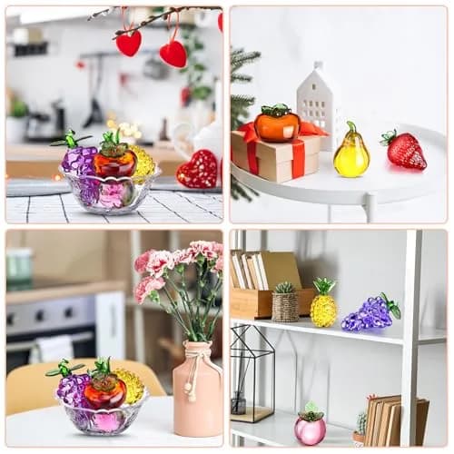 Reallnaive 6 Pcs Glass Fruit Decor Figurines | Hand Blown Crystal Art for Home & Gift thumbnail 5