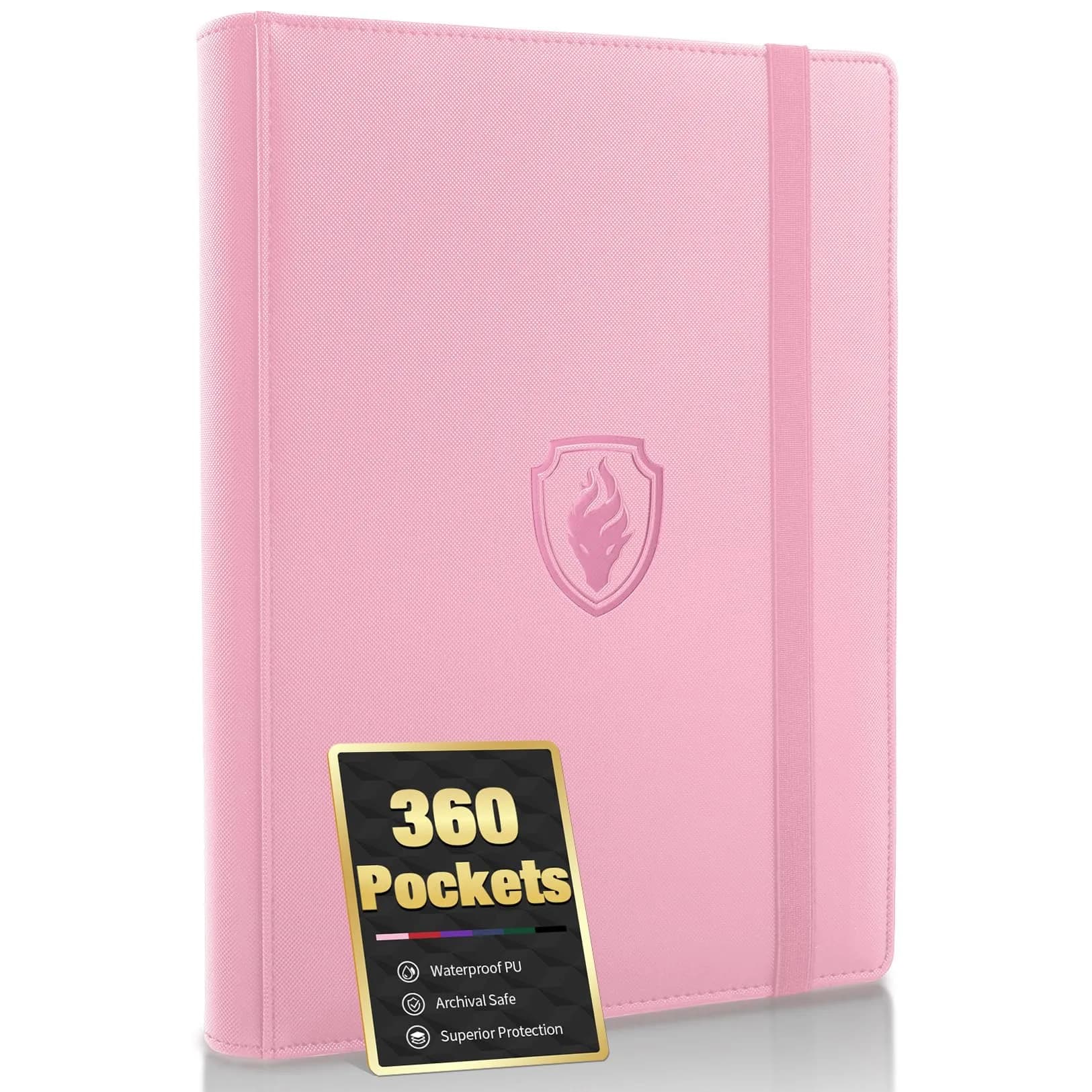 Fabmaker 9 Pocket Card Binder for 360 Cards, Pink | Archival Safe Trading Card Album with PU Cover - main product image