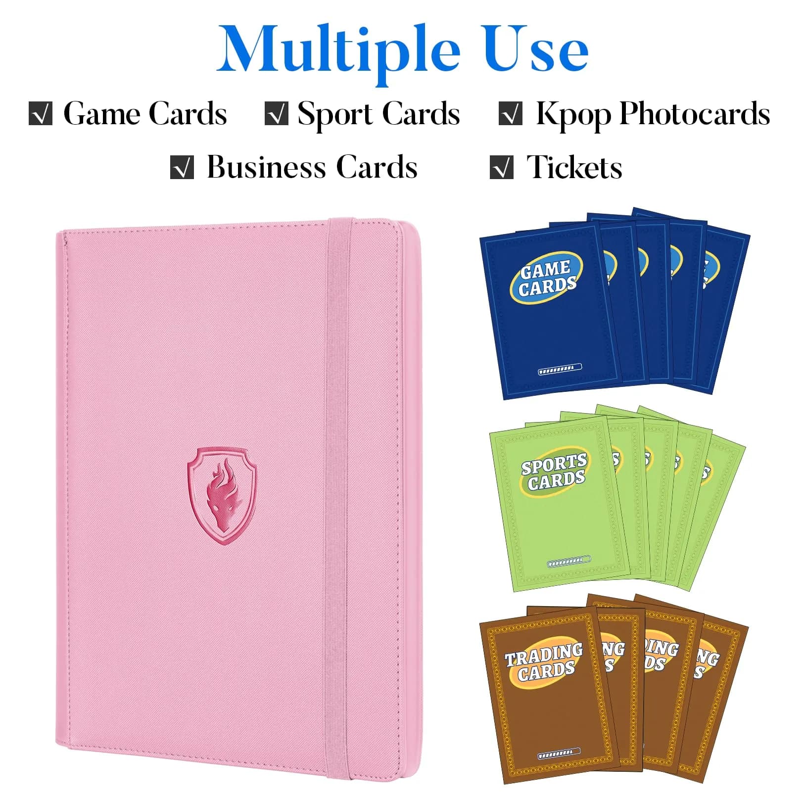 Fabmaker 9 Pocket Card Binder for 360 Cards, Pink | Archival Safe Trading Card Album with PU Cover thumbnail 3