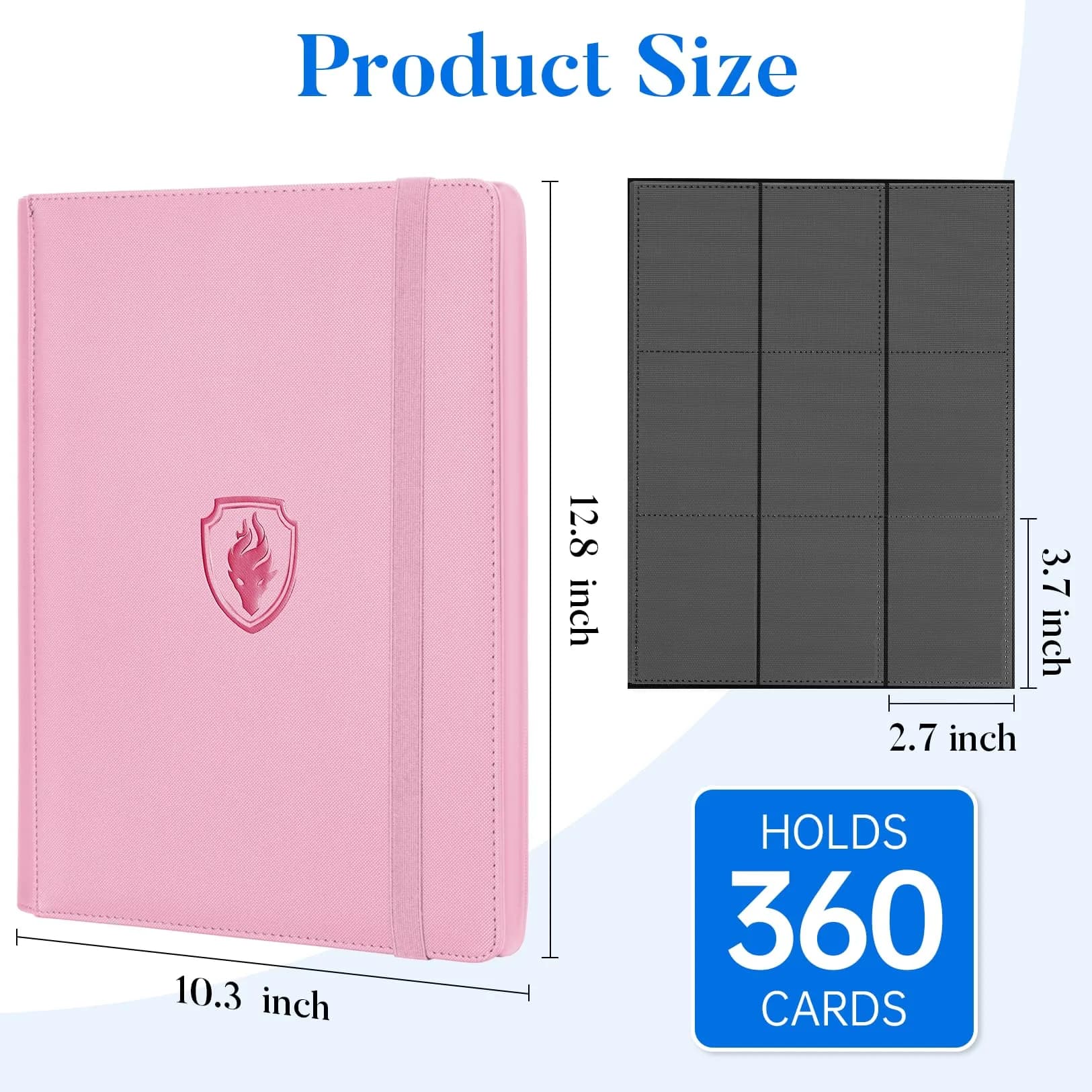 Fabmaker 9 Pocket Card Binder for 360 Cards, Pink | Archival Safe Trading Card Album with PU Cover thumbnail 6