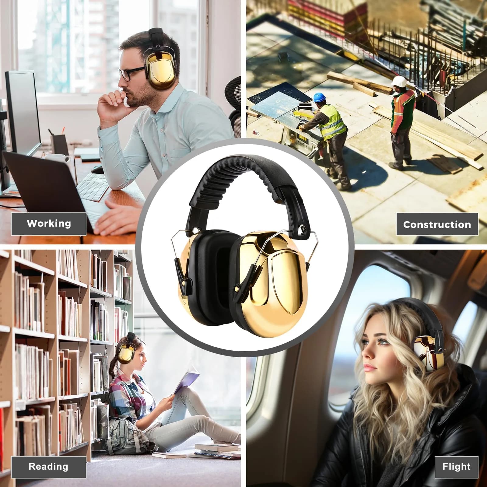 ProCase NRR 28dB Passive Hearing Protection Earmuffs | ANSI S3.19 Certified Noise Reduction Headphones - view 6