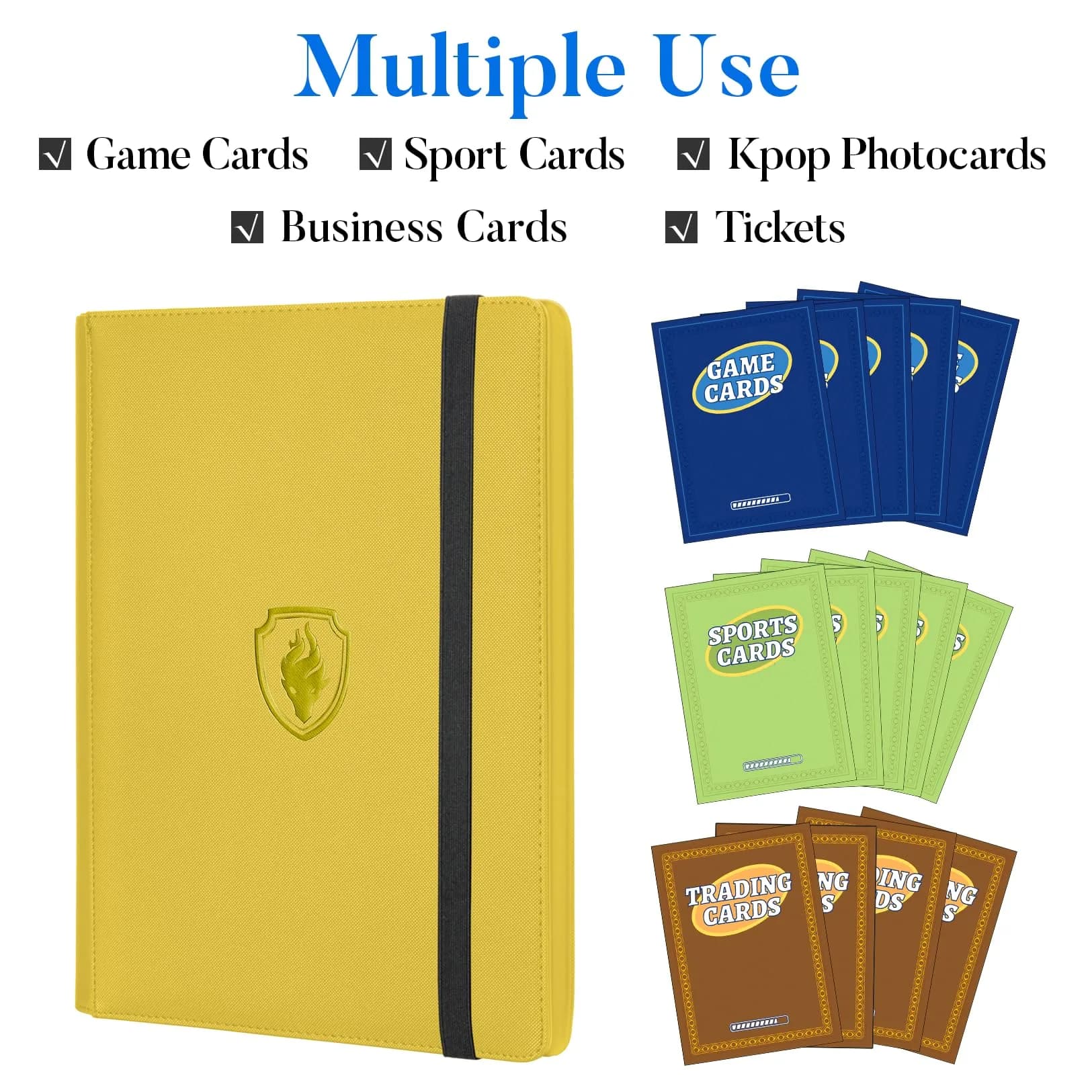 Fabmaker Premium 9 Pocket Card Binder, 540 Card Capacity, Yellow | Archival Safe & Padded Protection - view 3
