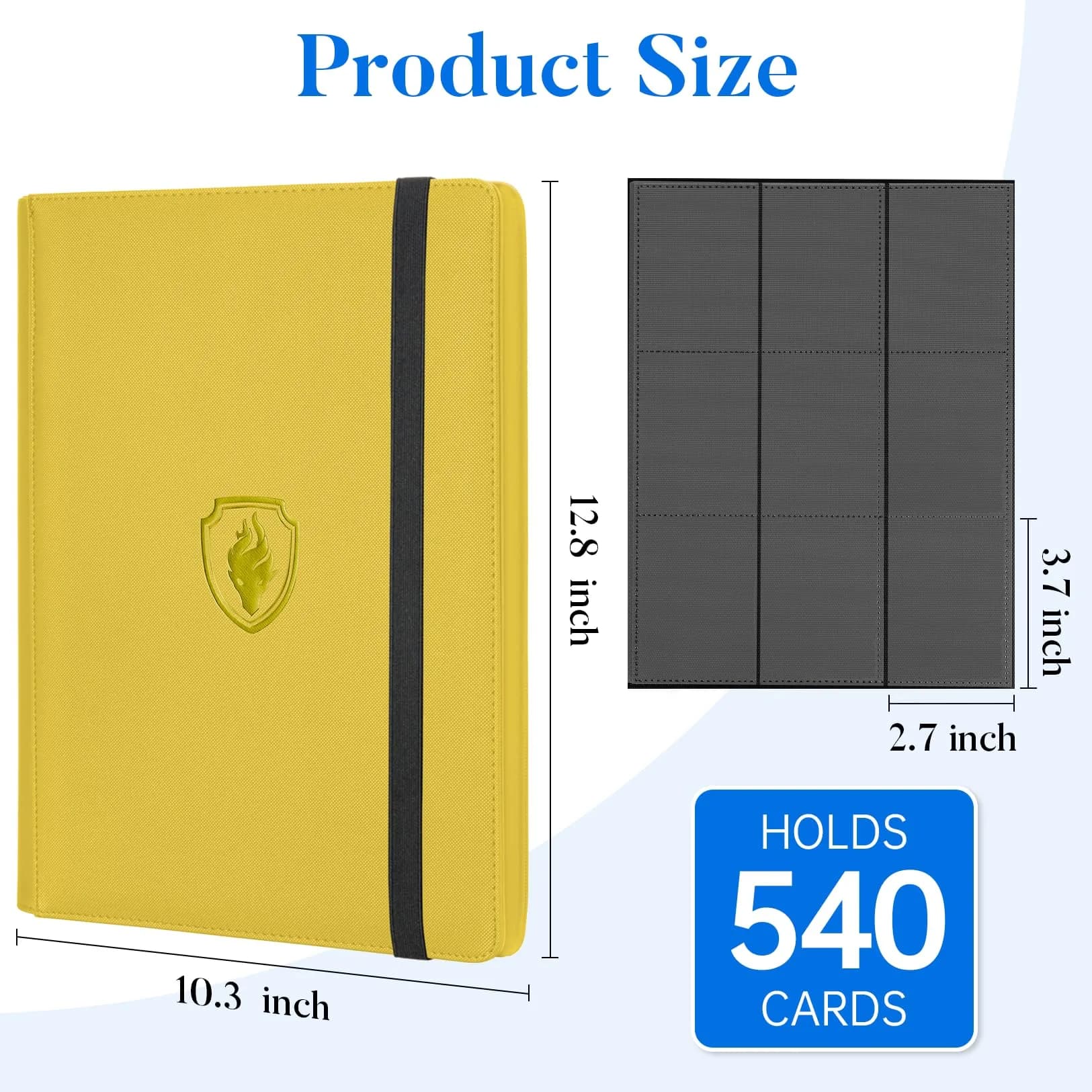 Fabmaker Premium 9 Pocket Card Binder, 540 Card Capacity, Yellow | Archival Safe & Padded Protection - view 6