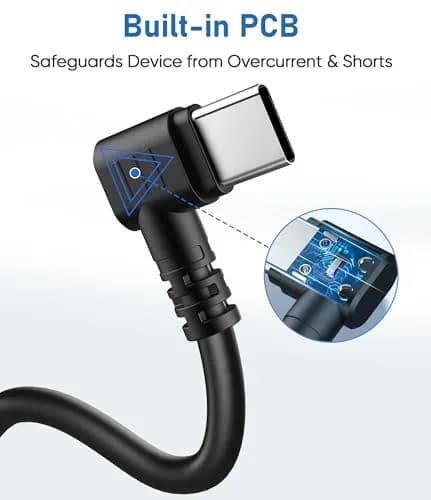 Gonifeto USB C to USB C Dash Cam Power Cord, 3Ft | Thick Copper Shielding & 90° Angle thumbnail 4