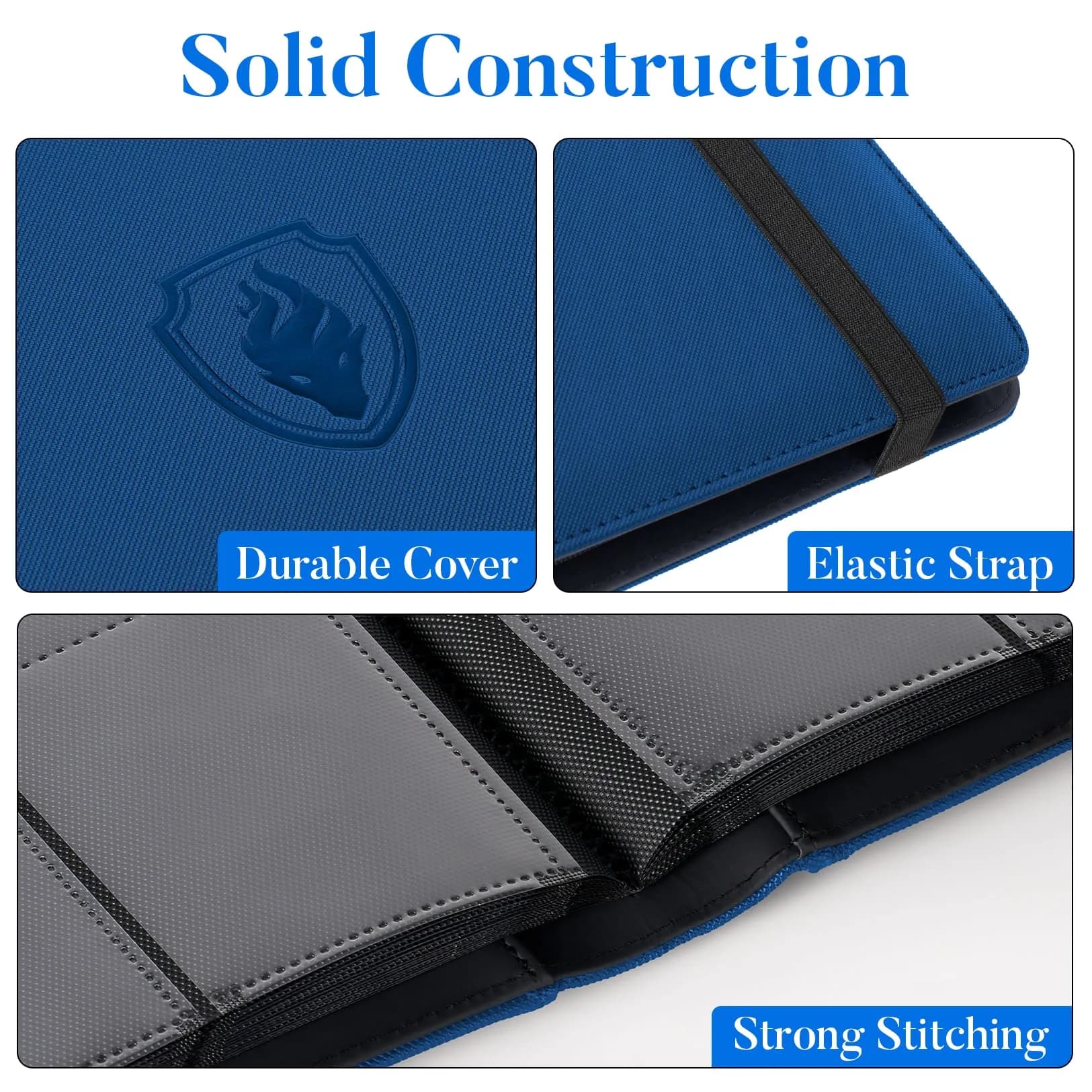 Fabmaker 9 Pocket Card Binder for 540 Cards, PU Cover Trading Card Album Folder (Royal Blue, 30 Pages) - view 2