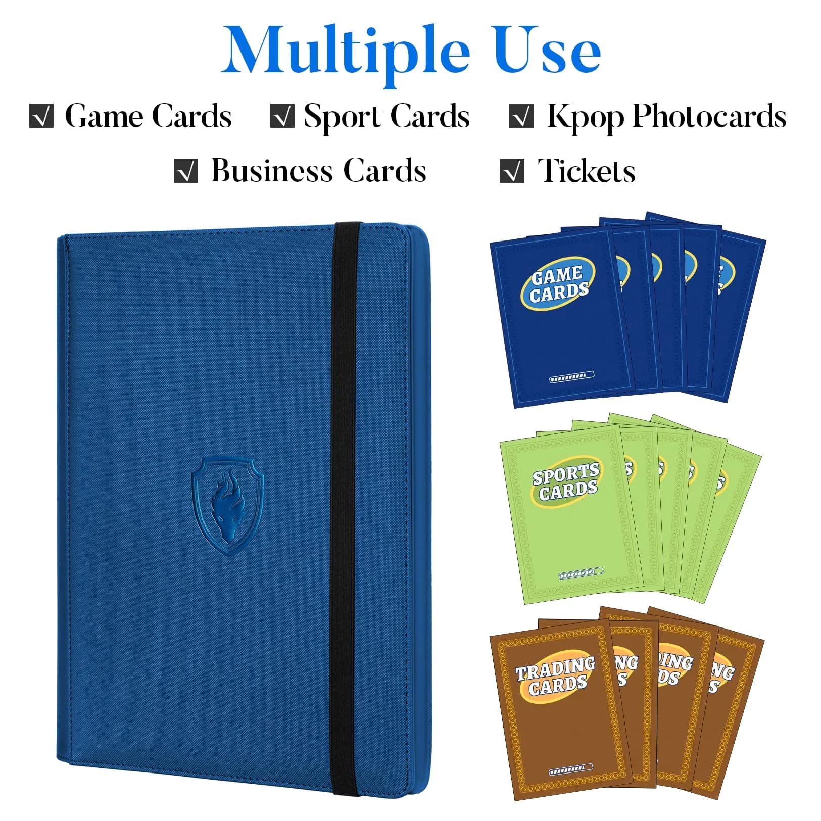 Fabmaker 9 Pocket Card Binder for 540 Cards, PU Cover Trading Card Album Folder (Royal Blue, 30 Pages) - view 3