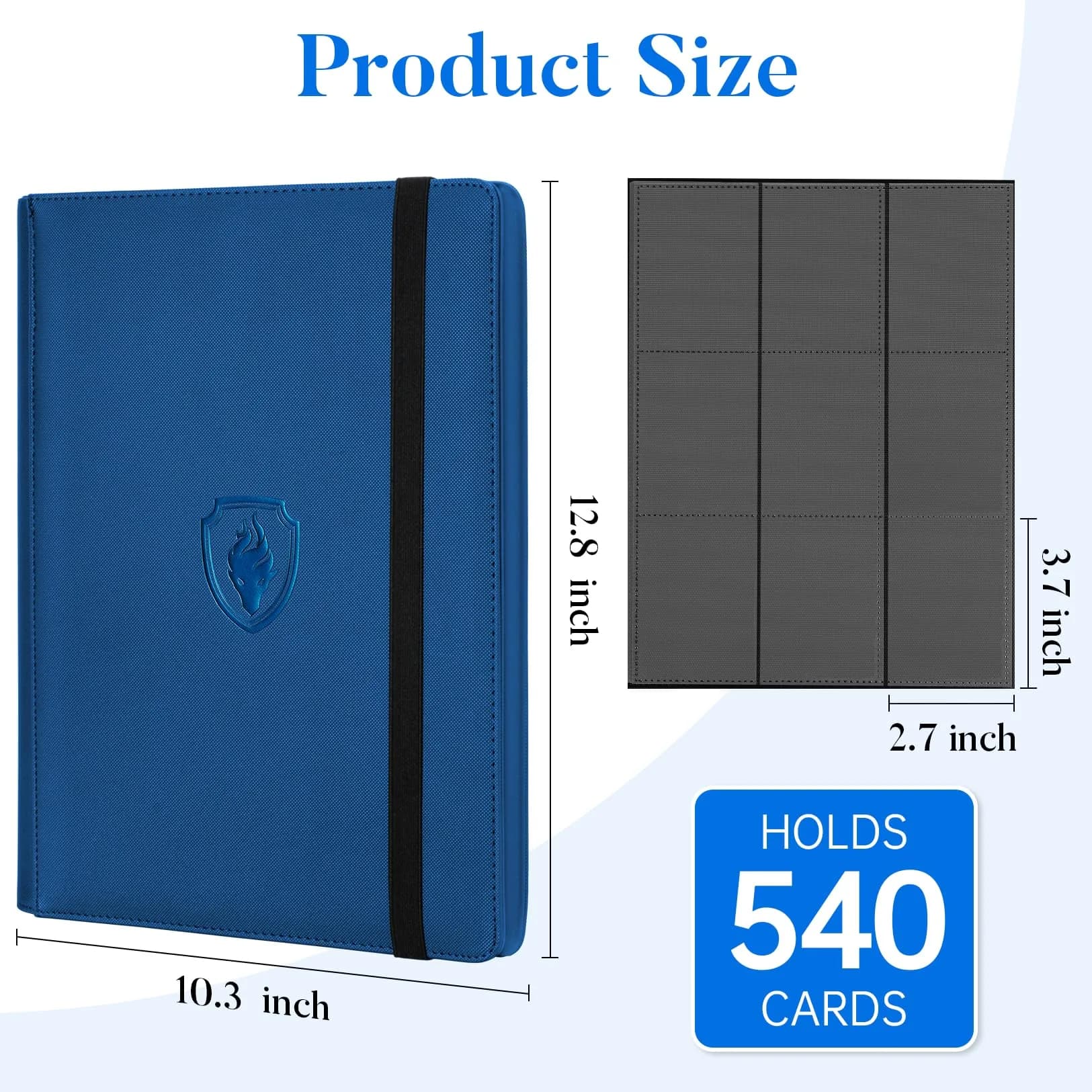 Fabmaker 9 Pocket Card Binder for 540 Cards, PU Cover Trading Card Album Folder (Royal Blue, 30 Pages) - view 6