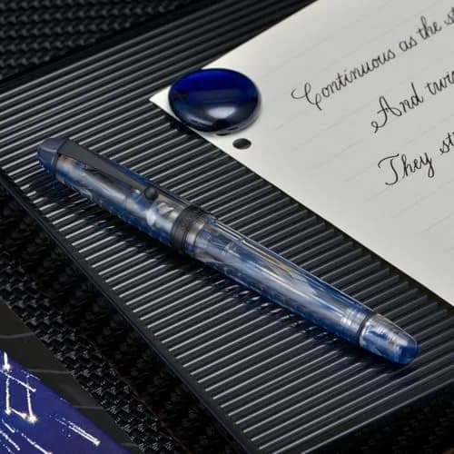 Asvine V126 Vacuum Filling Fountain Pen Extra Fine Nib, Blue Swirl Acrylic, 148mm (5.8in) | Smooth Ink Flow for Daily Writing thumbnail 4