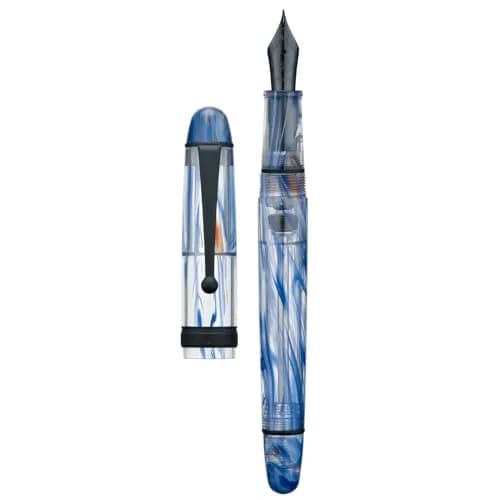 Asvine V126 Vacuum Filling Fountain Pen Extra Fine Nib, Blue Swirl Acrylic, 148mm (5.8in) | Smooth Ink Flow for Daily Writing thumbnail 1