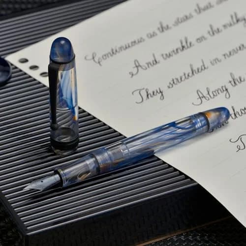 Asvine V126 Vacuum Filling Fountain Pen Extra Fine Nib, Blue Swirl Acrylic, 148mm (5.8in) | Smooth Ink Flow for Daily Writing thumbnail 7