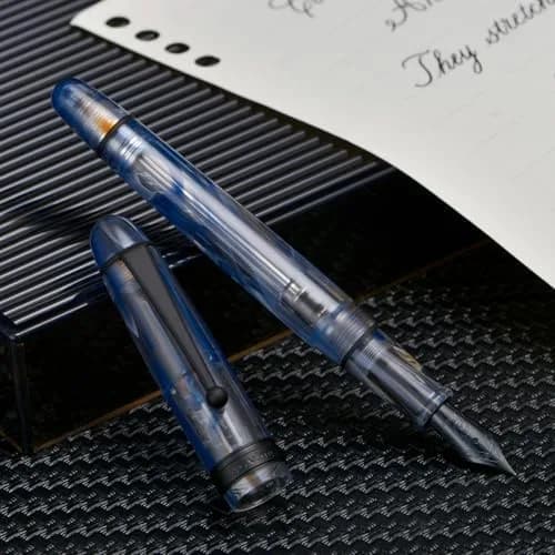 Asvine V126 Vacuum Filling Fountain Pen Extra Fine Nib, Blue Swirl Acrylic, 148mm (5.8in) | Smooth Ink Flow for Daily Writing thumbnail 8