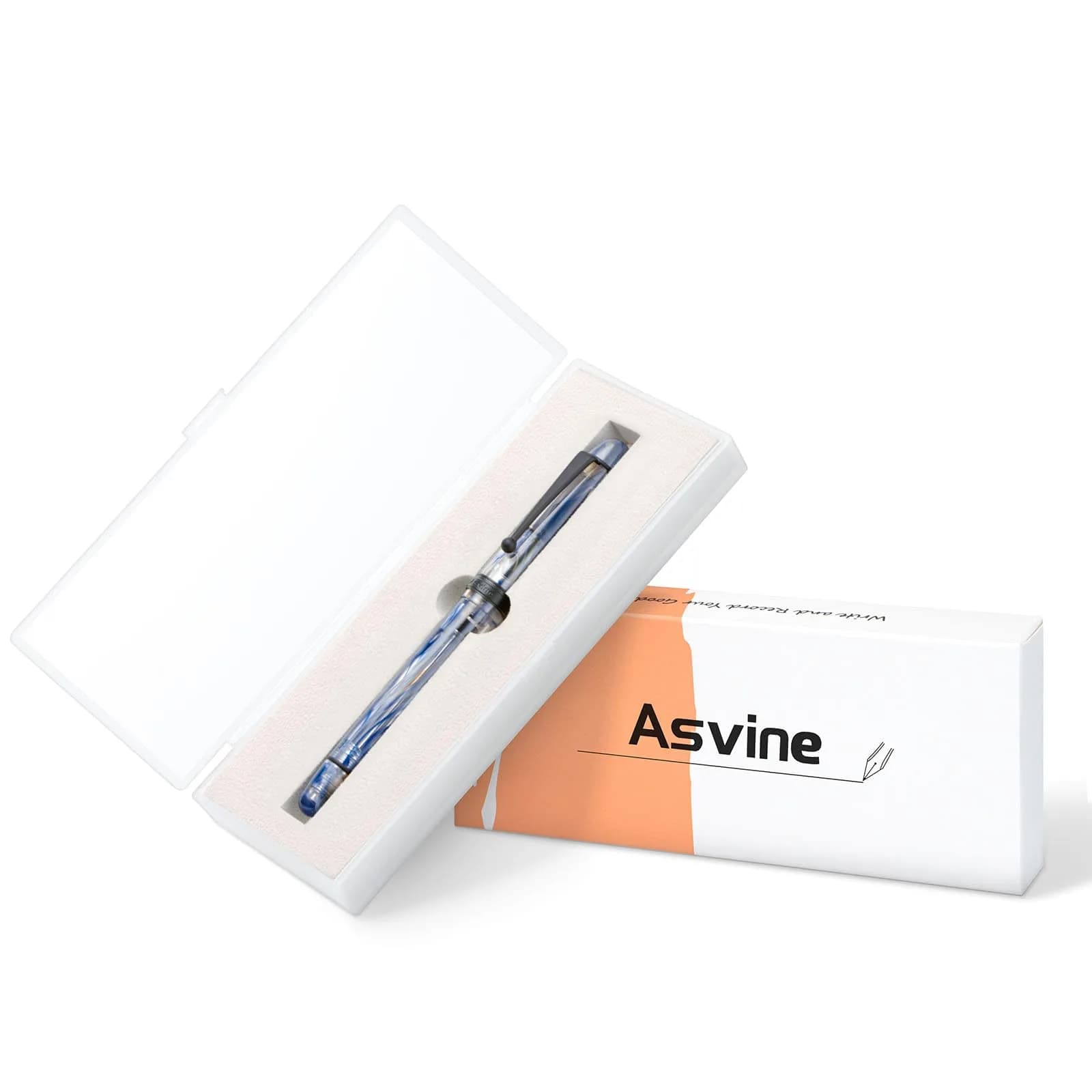 Asvine V126 Vacuum Filling Fountain Pen Extra Fine Nib, Blue Swirl Acrylic, 148mm (5.8in) | Smooth Ink Flow for Daily Writing - view 9