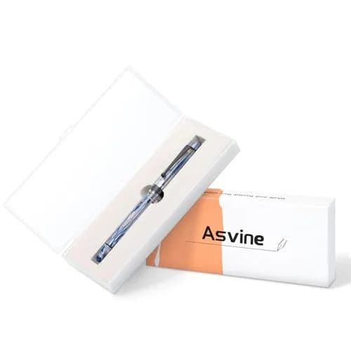 Asvine V126 Vacuum Filling Fountain Pen Extra Fine Nib, Blue Swirl Acrylic, 148mm (5.8in) | Smooth Ink Flow for Daily Writing thumbnail 9