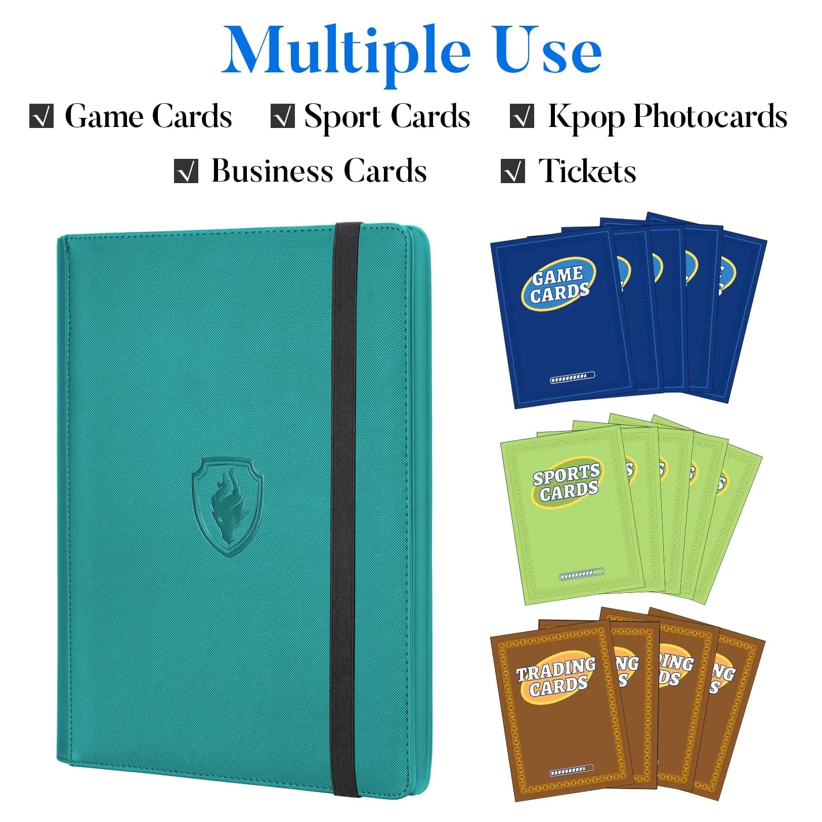 Fabmaker 9 Pocket Card Binder for 540 Cards, Turquoise | Non-Toxic & BPA-Free Display Album - view 3