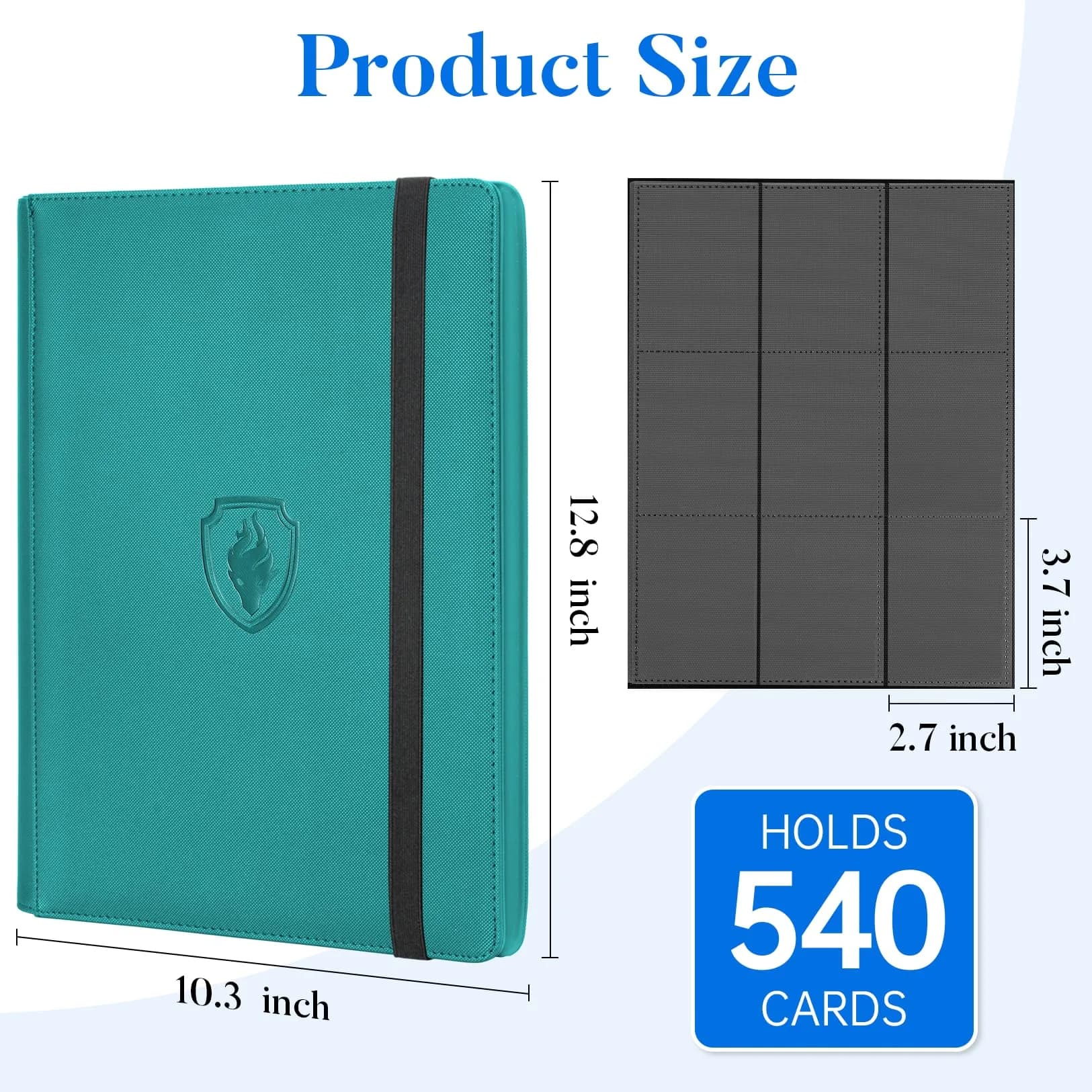 Fabmaker 9 Pocket Card Binder for 540 Cards, Turquoise | Non-Toxic & BPA-Free Display Album - view 6