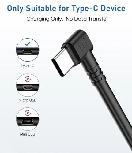 Gonifeto USB C to USB C Dash Cam Power Cord 15Ft | Thick Copper Shielding & 90° Angle thumbnail 5