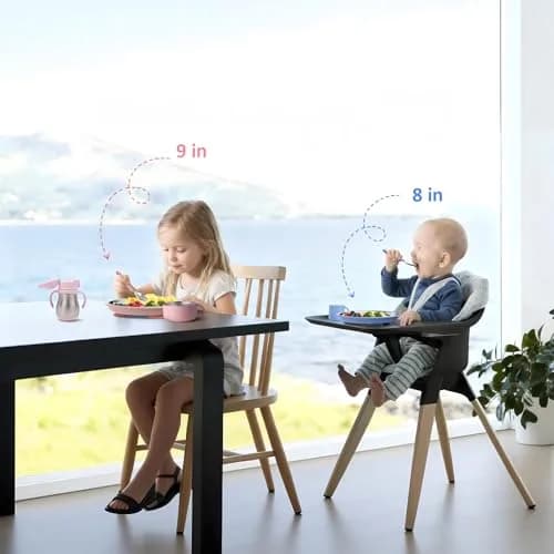 Bakpoco Stainless Steel Toddler Plate with Suction, 9” Divided | BPA-Free & Unbreakable, Non Slip, 2-Pack, Blue & Gray thumbnail 8
