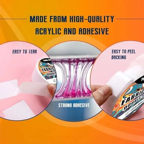 YONGJIN Double-Sided Fabric Tape 2 Rolls: 2/5 inch x 49ft & 1 inch x 49ft | No-Sew Hemming & Crafting thumbnail 5
