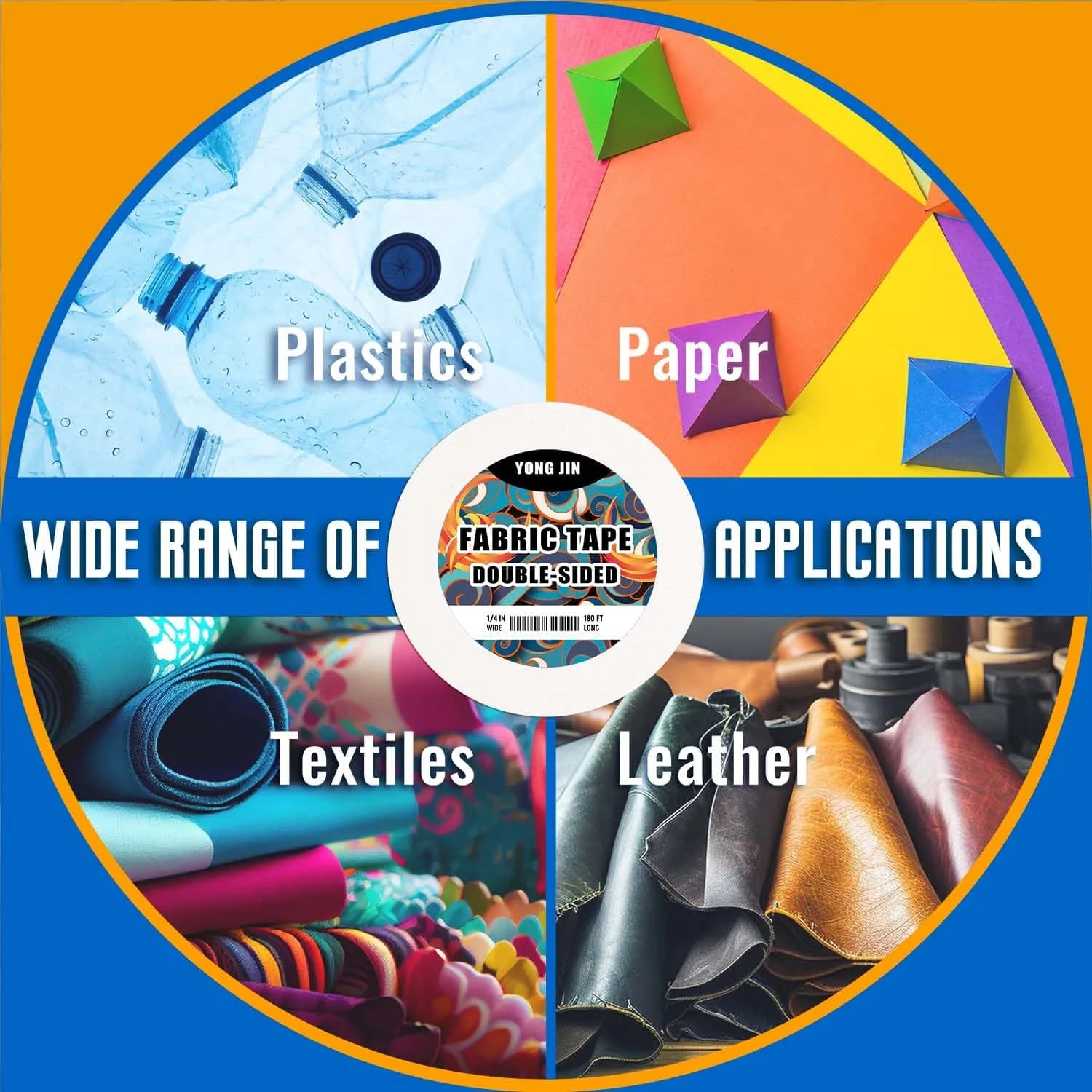 YONGJIN Double-Sided Fabric Tape (2 Rolls) - No Sewing or Ironing Required, 2/5inch + 1inch Widths - view 6