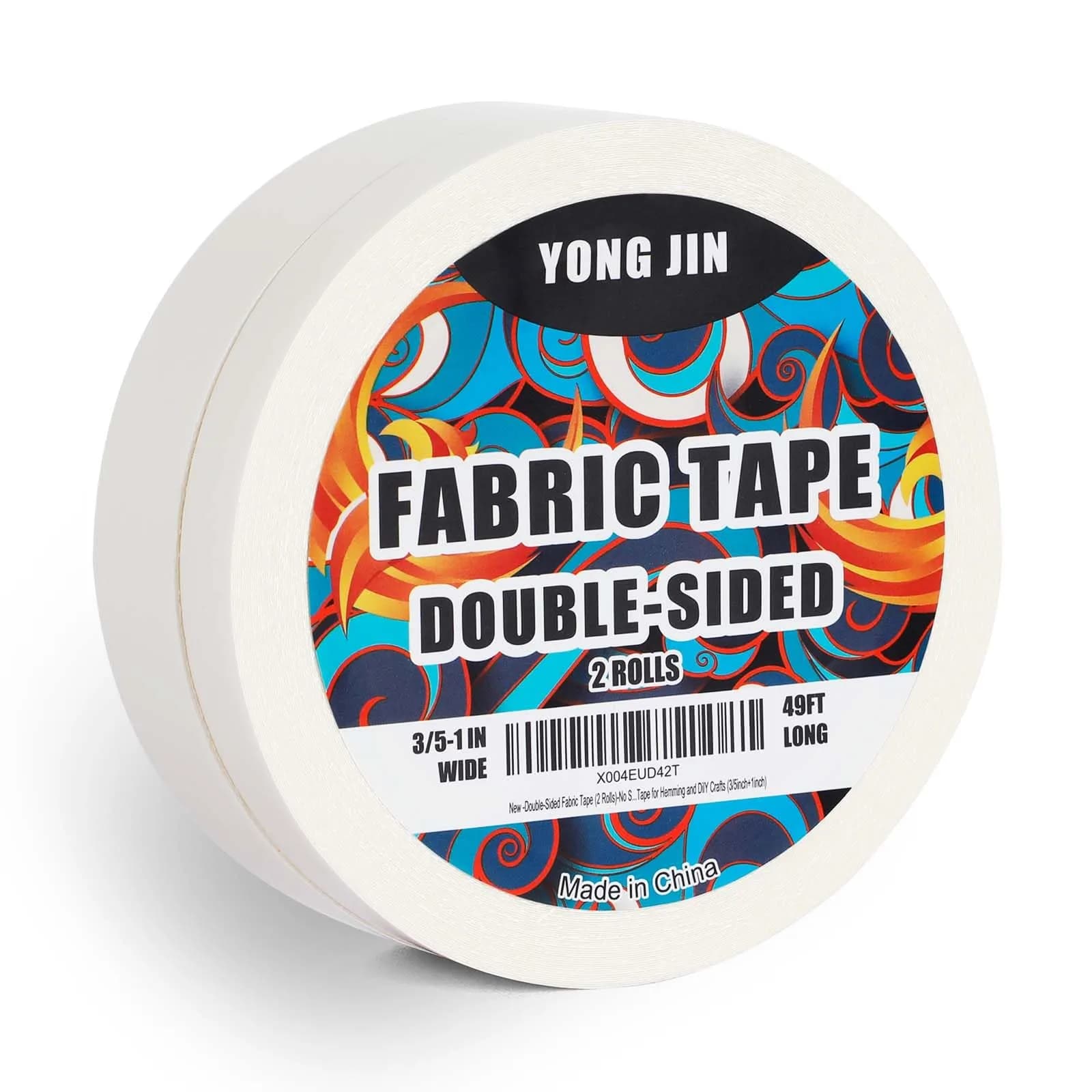 YONGJIN Double-Sided Fabric Tape 2 Rolls | 1.27 cm (0.5 inch) & 2.54 cm (1 inch) Wide, 125 ft Total Length | No-Sew Hemming & Crafting - main product image