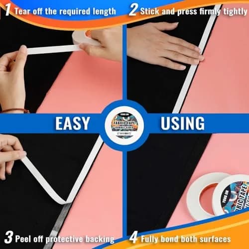 YONGJIN Double-Sided Fabric Tape 2 Rolls | 1.27 cm (0.5 inch) & 2.54 cm (1 inch) Wide, 125 ft Total Length | No-Sew Hemming & Crafting thumbnail 7