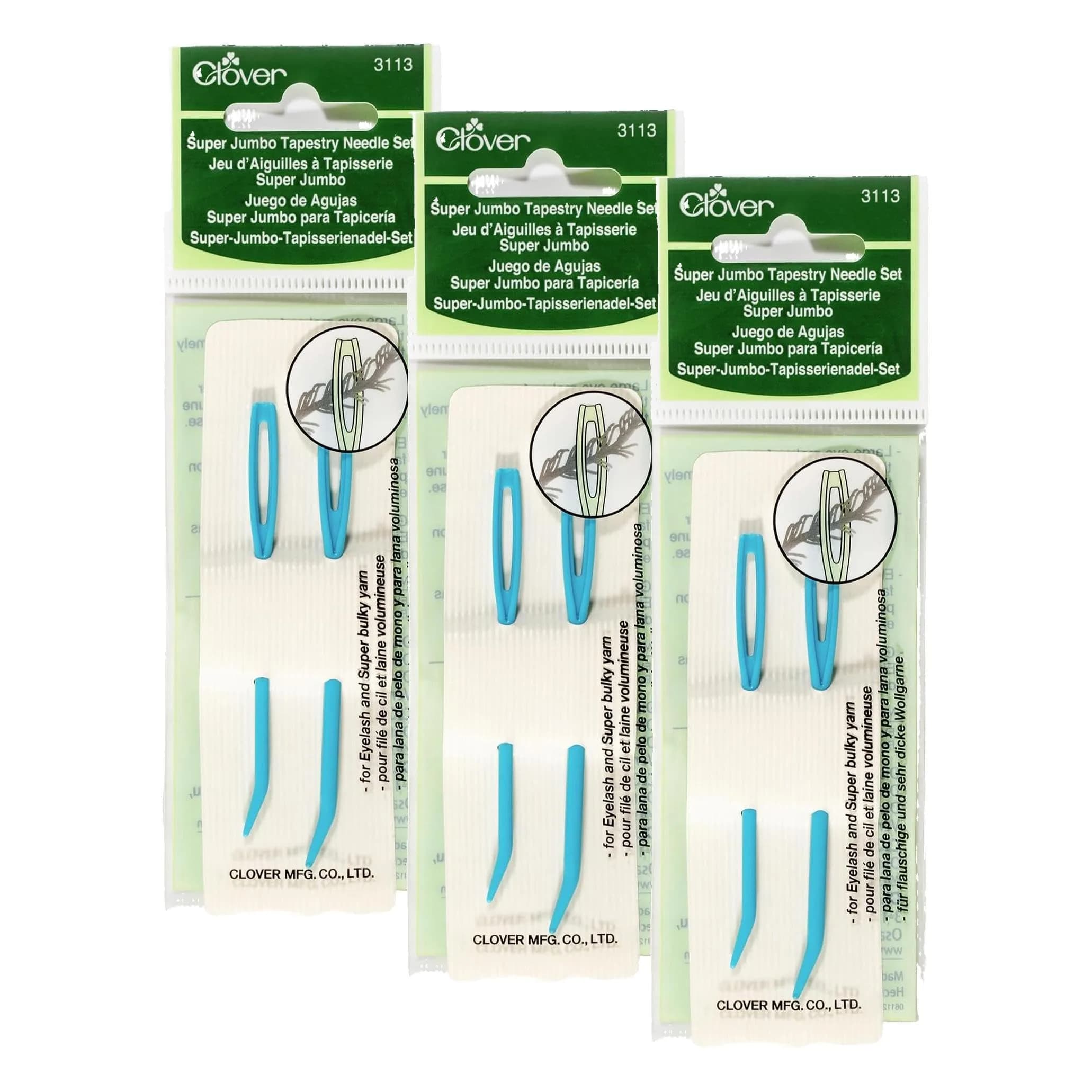 Clover Super Jumbo Tapestry Needle Set, 18-22, Blue (Pack of 6) | Curved Tip for Bulky Yarn - main product image
