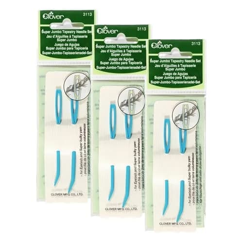 Clover Super Jumbo Tapestry Needle Set, 18-22, Blue (Pack of 6) | Curved Tip for Bulky Yarn thumbnail 1