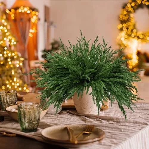 Palonu 12 PCS Artificial Norfolk Pine Branch 45cm (18 Inches) | Realistic Faux Greenery for Christmas Decor thumbnail 5
