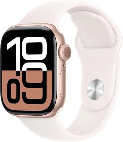 Apple Watch Series 10 [GPS 42mm] Smartwatch - Renewed, Rose Gold Aluminum Case with Light Blush Sport Band, M/L - main product image