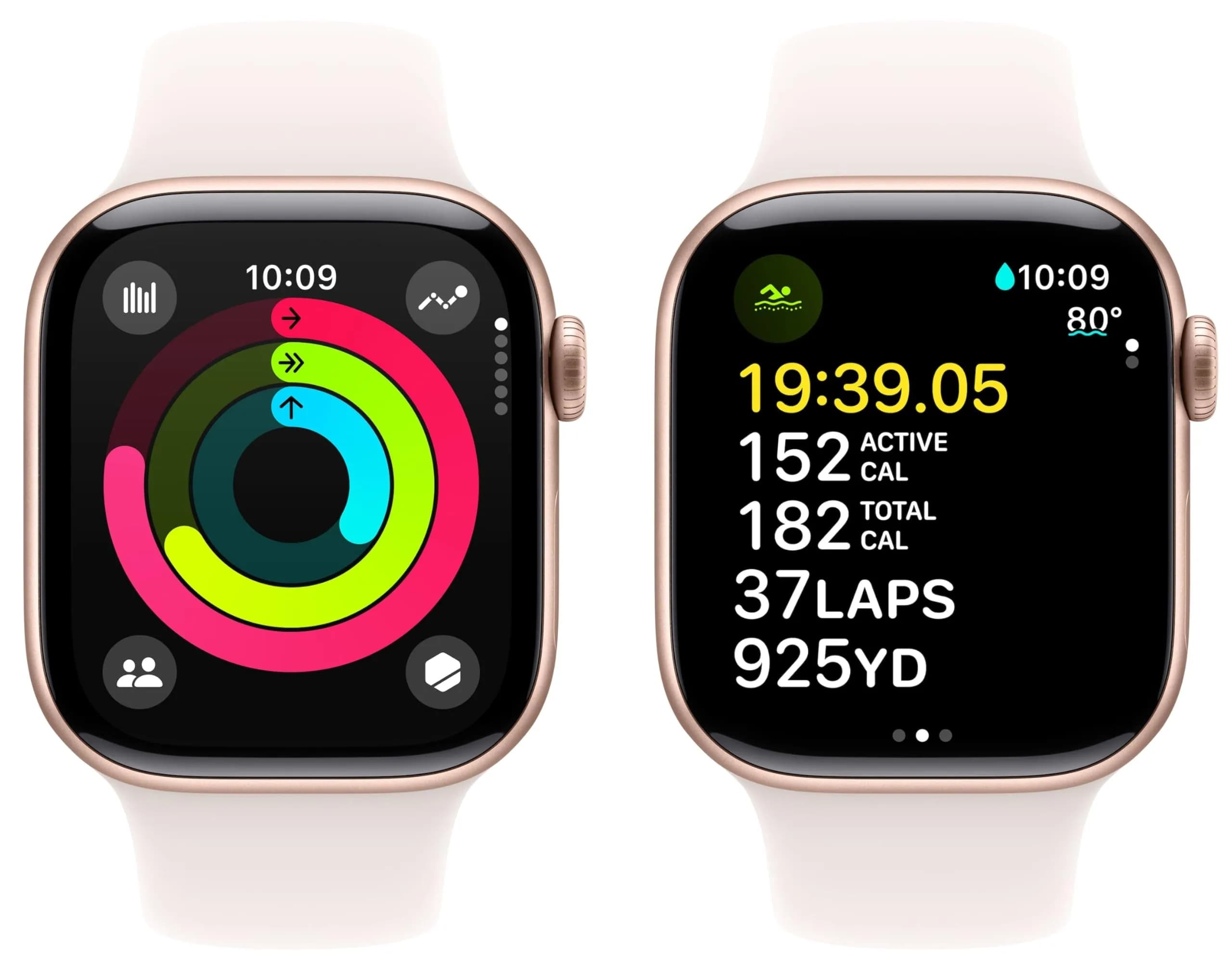 Apple Watch Series 10 [GPS 42mm] Smartwatch - Renewed, Rose Gold Aluminum Case with Light Blush Sport Band, M/L - view 3