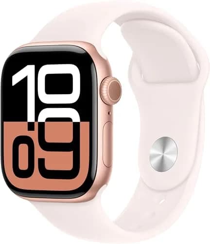 Apple Watch Series 10 GPS + Cellular 42mm Rose Gold Aluminum Case with Light Blush Sport Band S/M | USA Imported Smartwatch - main product image