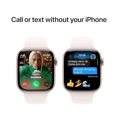 Apple Watch Series 10 [GPS + Cellular, 42mm] Rose Gold Aluminum Case with Light Blush Sport Band, S/M (Renewed) | 10th Gen Smartwatch with 100% Battery Health thumbnail 7