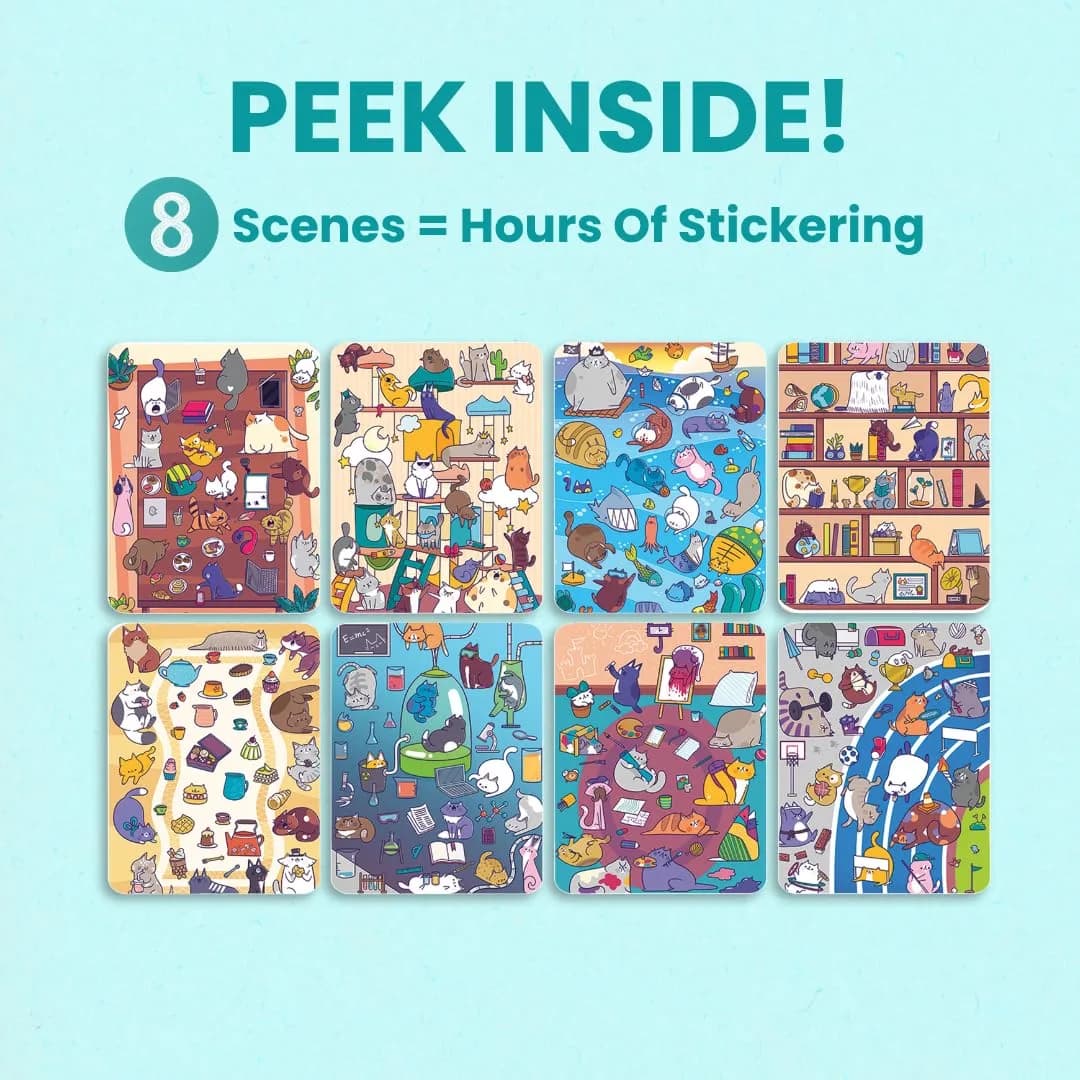 CUPKIN World of Cats 300+ Stickers & 8 Coloring Pages Activity Book | Spiral-Bound for Ages 2-8 Years - view 6