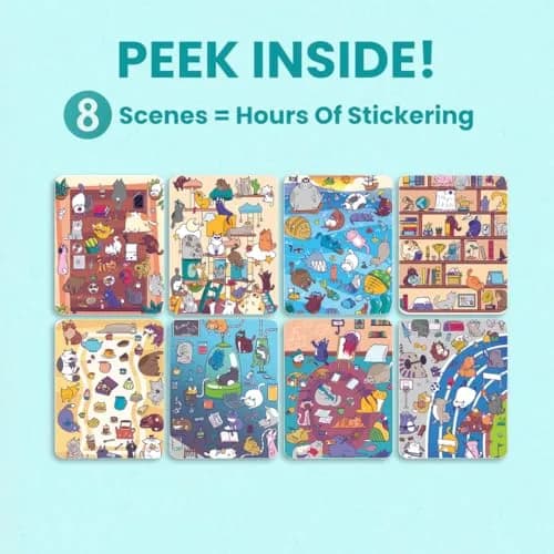 CUPKIN World of Cats 300+ Stickers & 8 Coloring Pages Activity Book | Spiral-Bound for Ages 2-8 Years thumbnail 6