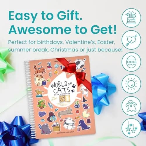 CUPKIN World of Cats 300+ Stickers & 8 Coloring Pages Activity Book | Spiral-Bound for Ages 2-8 Years thumbnail 8