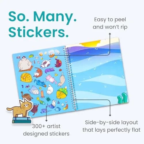 CUPKIN World of Cats 300+ Stickers & 8 Coloring Pages Activity Book | Spiral-Bound for Ages 2-8 Years thumbnail 3
